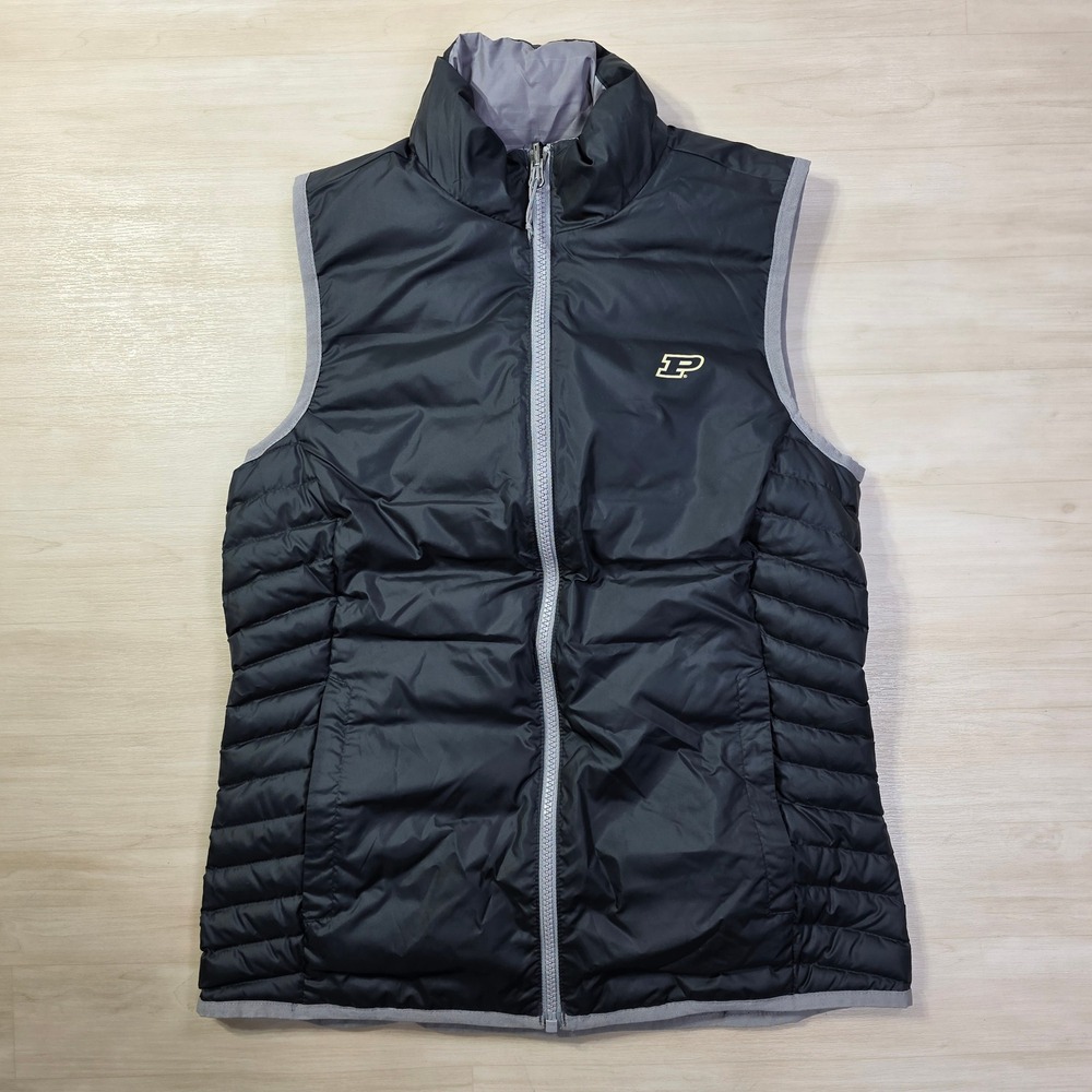 Columbia Purdue Boilermakers Reversible Puffer‎ Vest Women's Size XS Gray Black